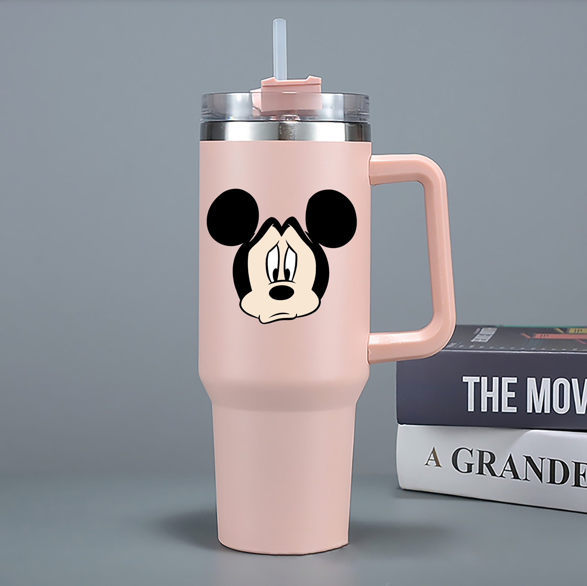 （画像用） ミッキーマウス Mickey Mouse 1200mL車用タンブラー - クリスタルステッカー（プラスチックストロー付き）